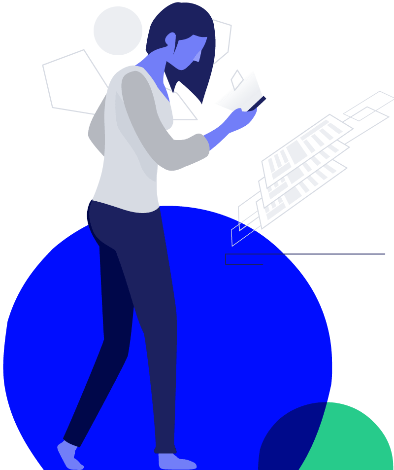 Lady standing at her desl completing her online psychometric assessments as part of her application for a role at a new company