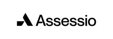 Black Assessio logo on a clear background