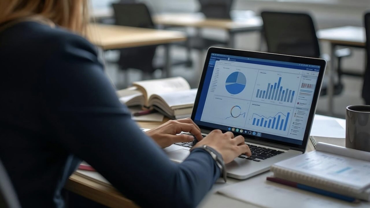 HR manager reviewing her business performance and results agility metrix